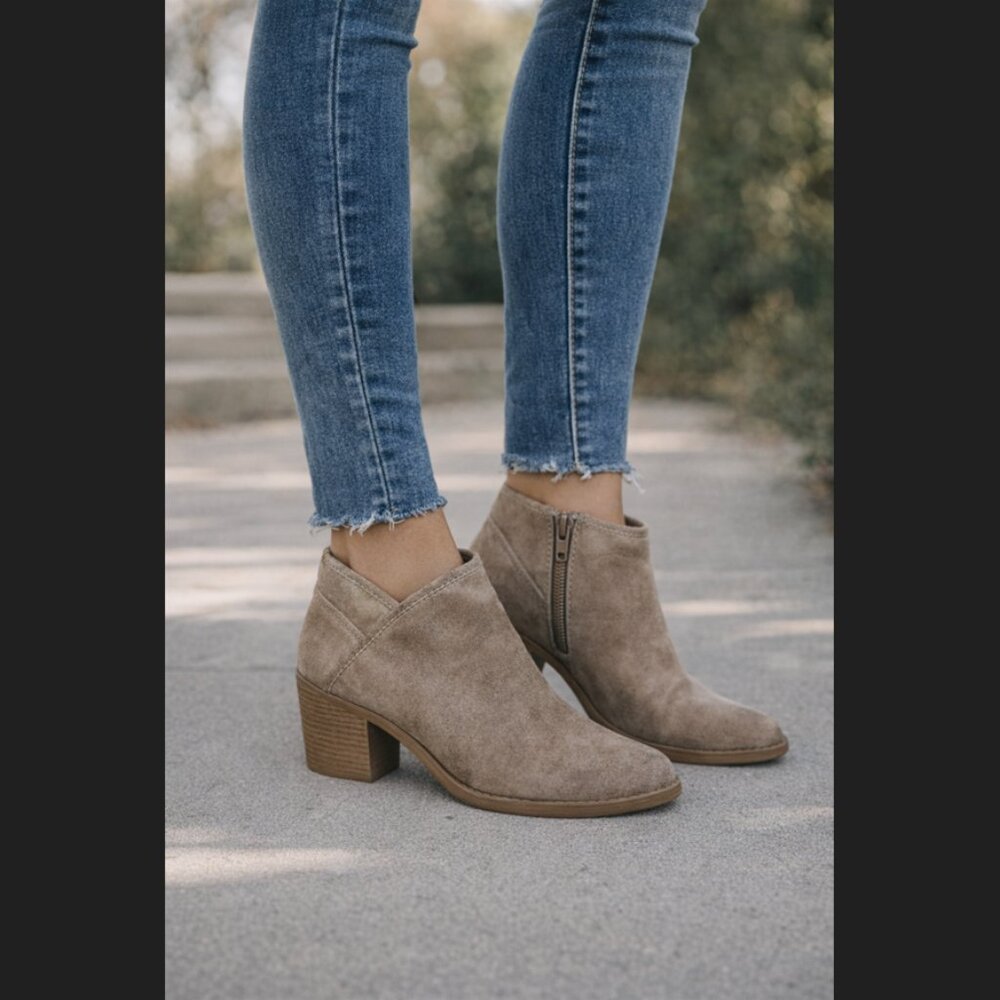 Qupid Taupe Suede Ankle Booties